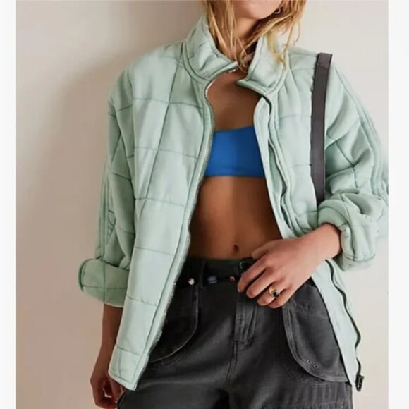 Free People Jackets & Blazers - Free People Quilted Dolman Jacket Mineral Sea L